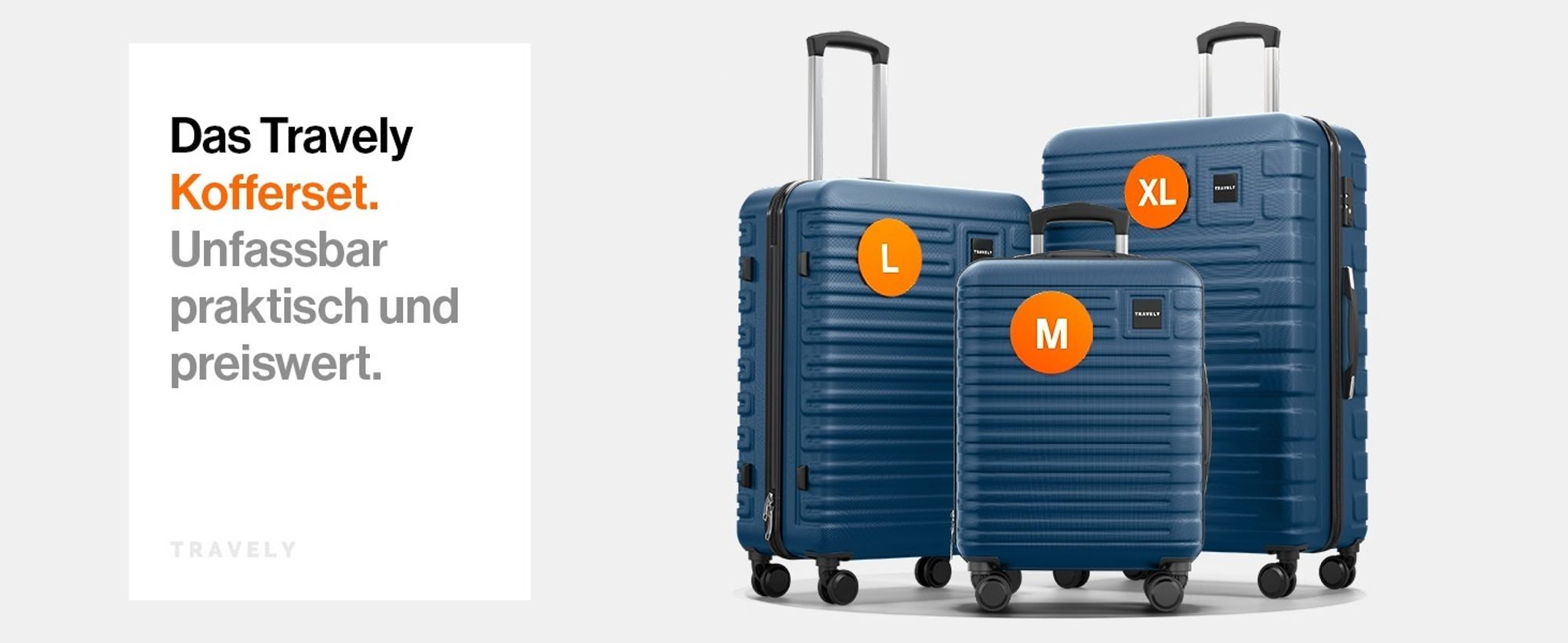 Travely Polycarbonat Koffer Groß 77cm XL - 100L Innenvolumen - 158cm Gurtmaß, sehr robuster Hartschalen Koffer mit sanften Rollen & TSA Schloss, Reisekoffer, Koffer & Trolleys, Reisekoffer mit Rollen