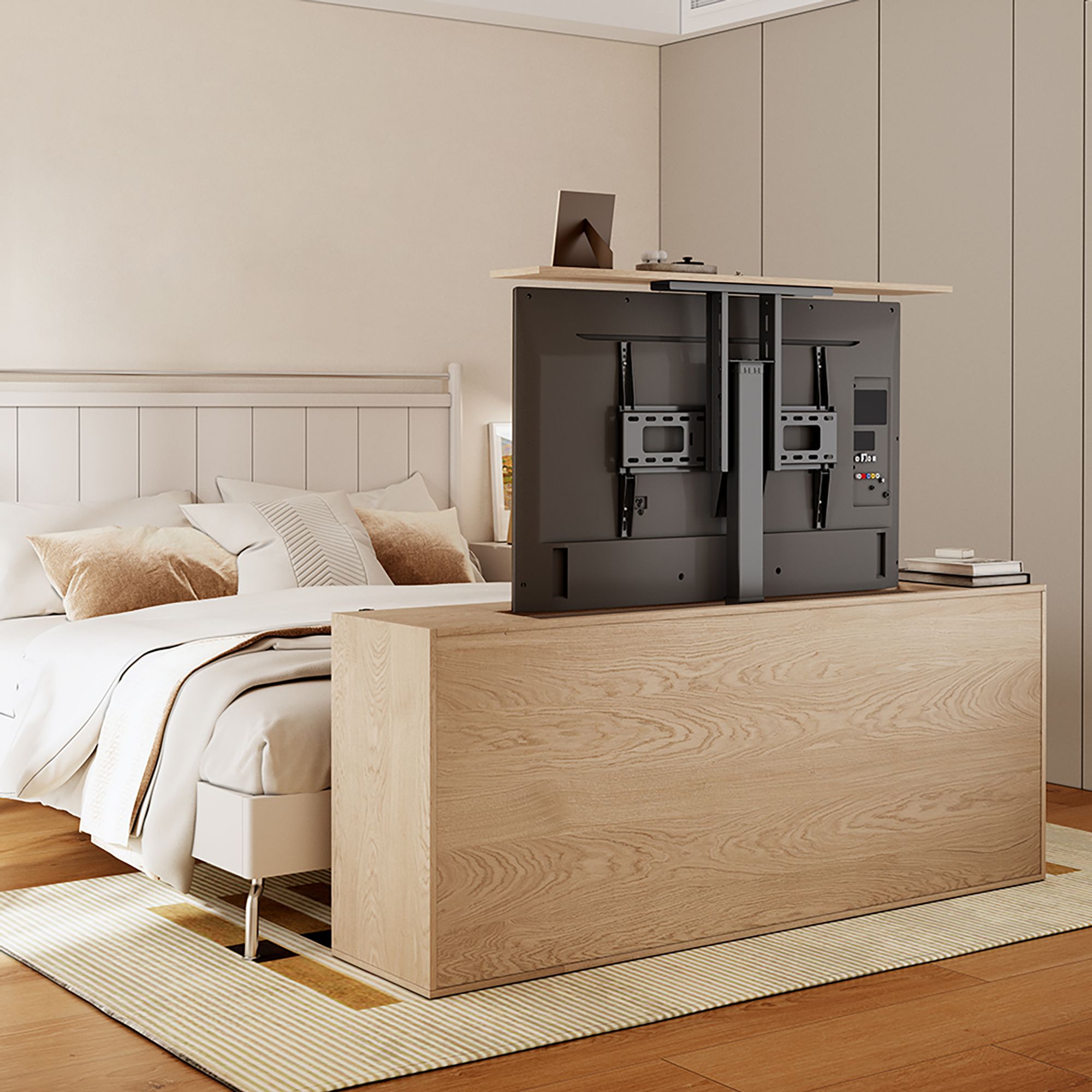 Elektrische Auszugshalterung für Maclean TUYA 37''-80''' VESA 600x400 max 60kg MC-866T + HDMI 2.0 4K 3D UHD 1.8m CABLE 48 bit