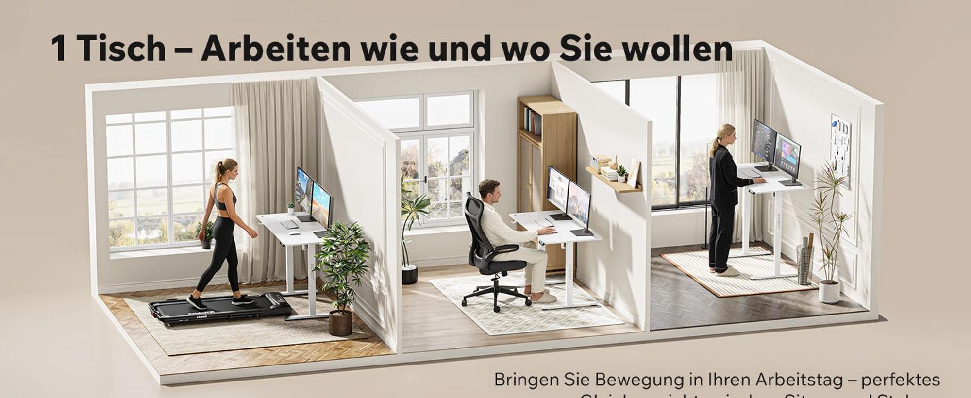 SENSE7 NOJO Light Elektrisch Höhenverstellbares Schreibtischgestell | 72-118cm, Memory-Funktion, Kopfhörerhalter, Max. 70kg, Stahl-Tischgestell