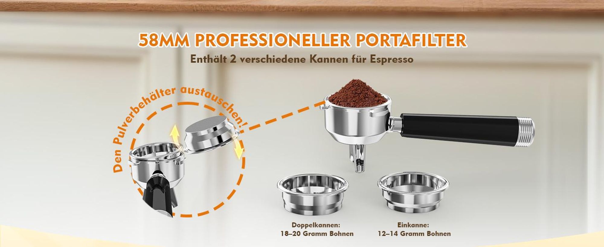 CHEFFANO Espressomaschine mit integriertem Mahlwerk, 20 Bar Pumpdruck, Milchaufschäumer für Cappuccino und Latte, 19 Mahlstufen und 2,8 L abnehmbarer