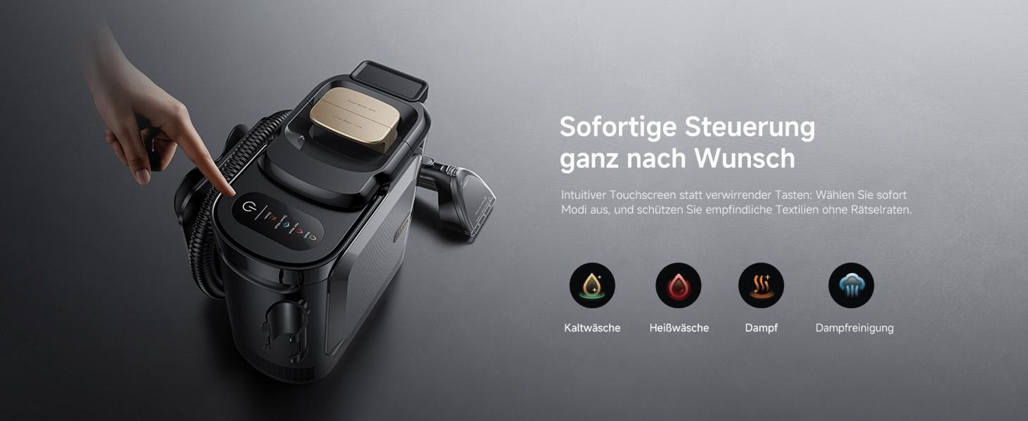 Dreame N20 Tragbarer Nass-und Trockensauger,17kPa Saugkraft,100°C Dampfreinigung,70°C Heißwasserreinigung,20Min Schnelltrocknung,Selbstreinigung