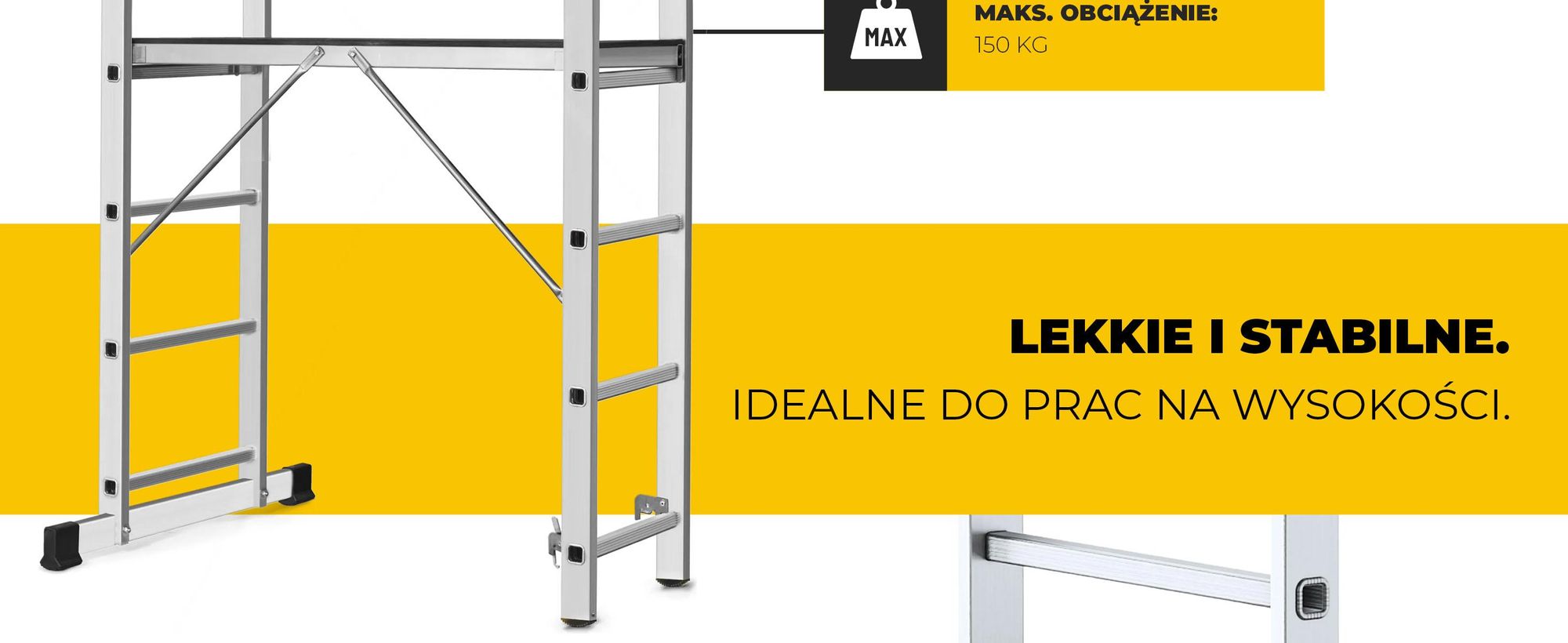 Drabest | Rusztowanie aluminiowe - drabina wielofunkcyjna - rusztowanie drabinowe - 2x6 - rusztowanie drabinowe - 150 kg - platforma 33x114 cm