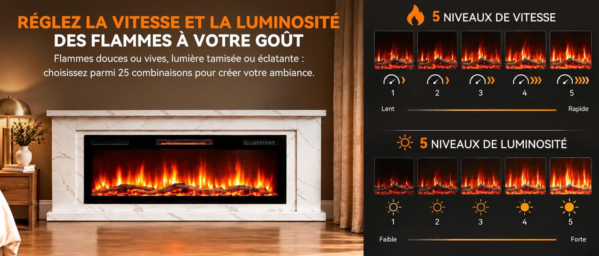 Chauffage 1000/2000 W avec deux niveaux de puissance