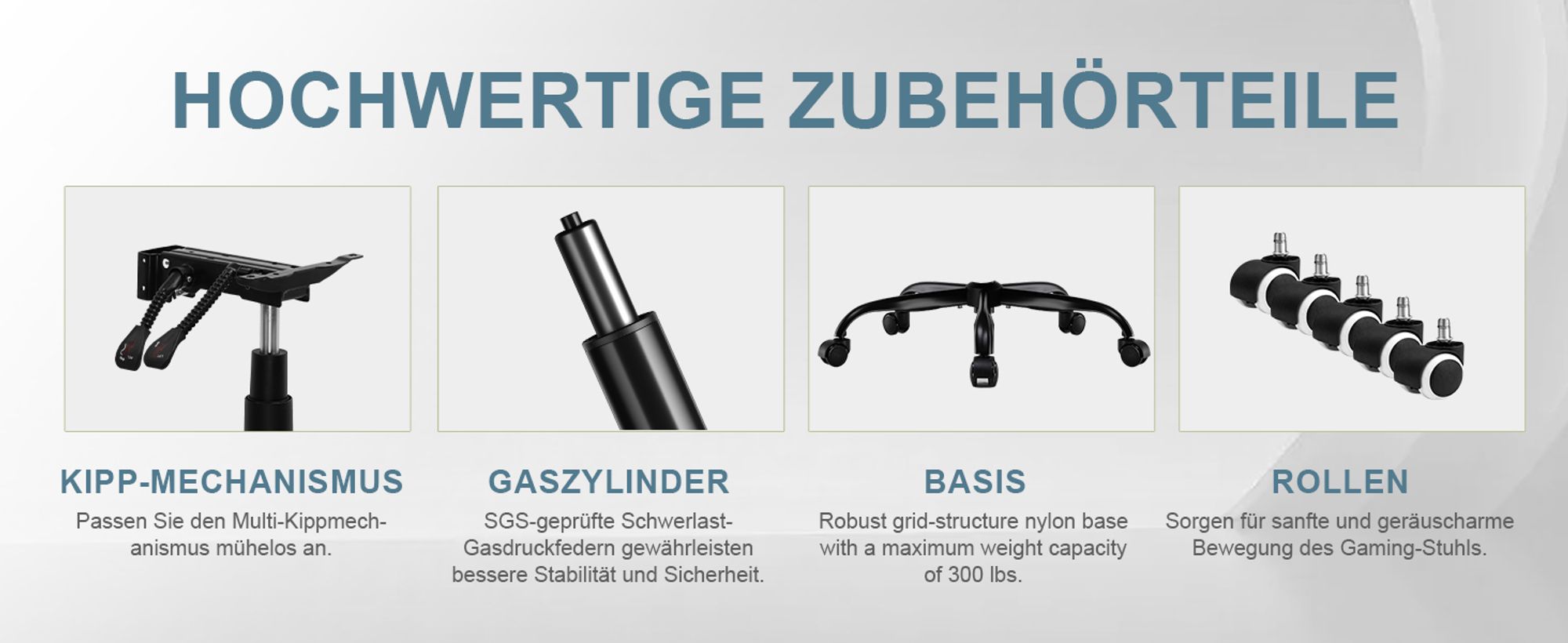 GTPLAYER Gaming Stuhl Ergonomischer Gaming Sessel Schreibtischstuhl mit Stoffoberfläche Atmungsaktiver Bürostuhl Federsitzkissen mit Fußstütze Blau
