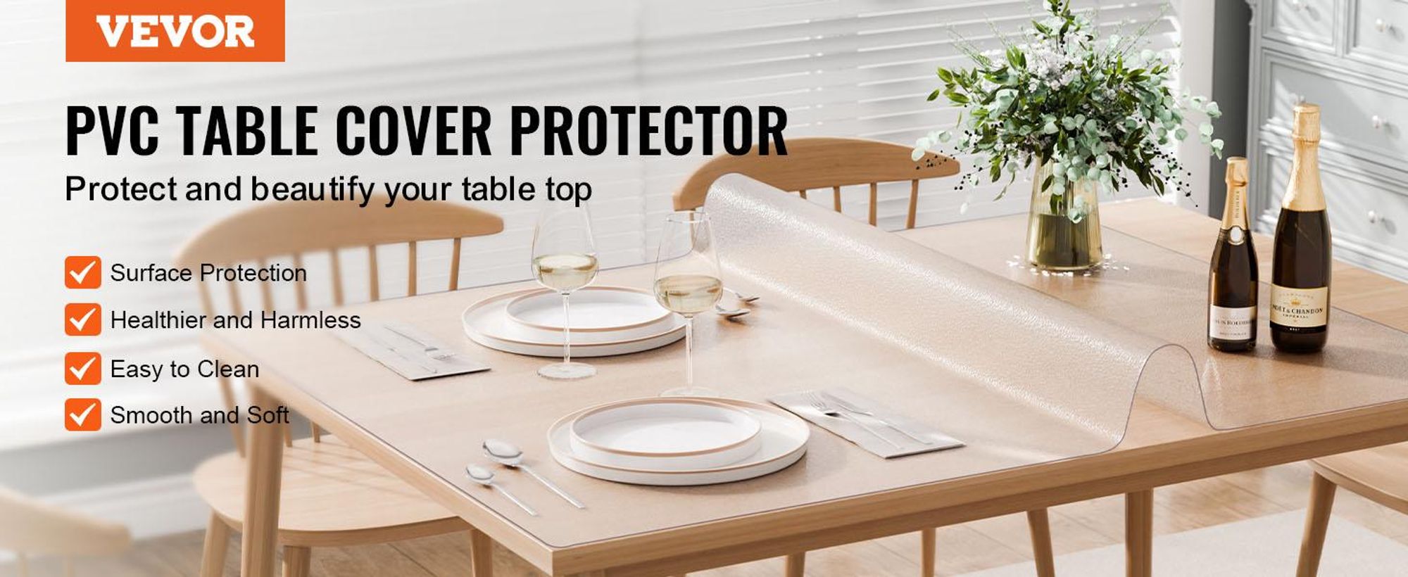 VEVOR Kunststoff-Tischdecke, 91,4 x 152,4 cm, 1,5 mm dick, mattierter Tischschutz, rechteckige PVC-Schreibtischunterlage, wasserdichte und leicht zu reinigende Schreibtischunterlage, Tischdecke,