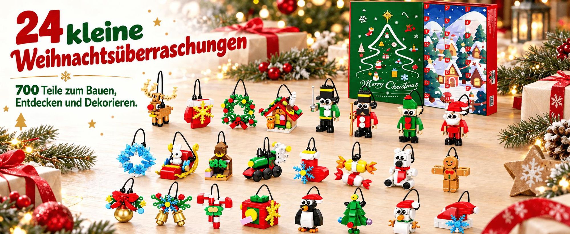 24 Tage Mini Christmas Brick Ornament Adventskalender