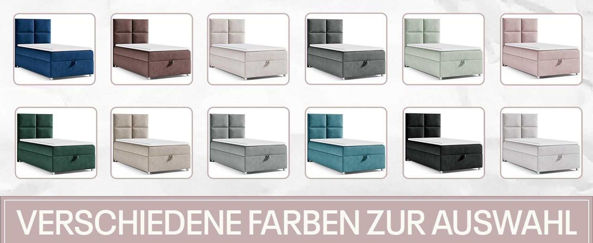 Best for Home Boxspringbett mit Bettkasten Trinity K2-SINGLE 70x200 Bonellfederkern inkl. Topper – Blau