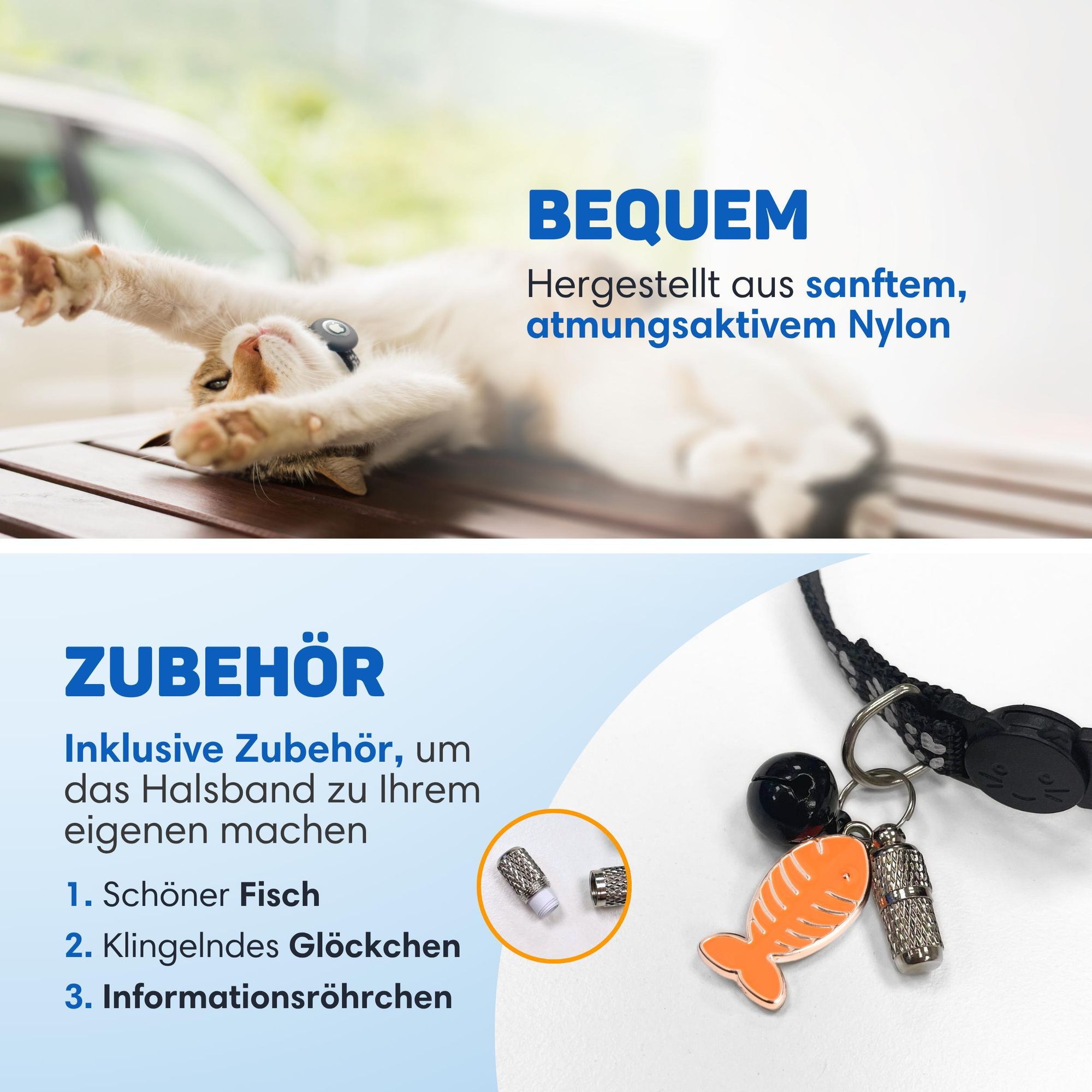 Vulpes Goods Katzenhalsband, Apple Airtag Halsband für Katzen, Kratzerfest und wasserdicht, Mit 3x Zubehör, 22-34.2 CM, Einheitsgröße