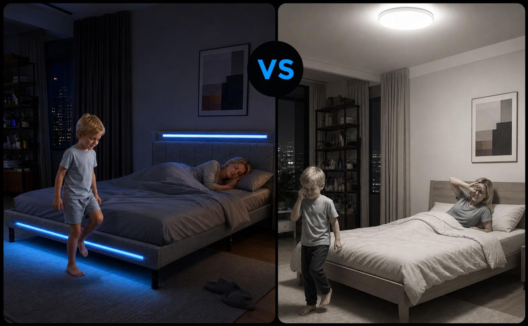 Polsterbett mit LED-Beleuchtung und USB-Ladefunktion, für Matratze 140x200cm, Doppelbett mit gepolstertem Kopfteil