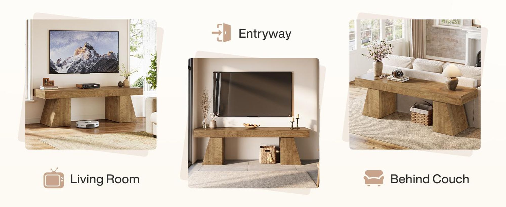 Tribesigns TV-Schrank 160 cm  für Fernseher bis zu 75 Zoll, Landhausstil Lowboard mit Stauraum, Fernsehständer für Wohnzimmer, Schlafzimmer, Natur
