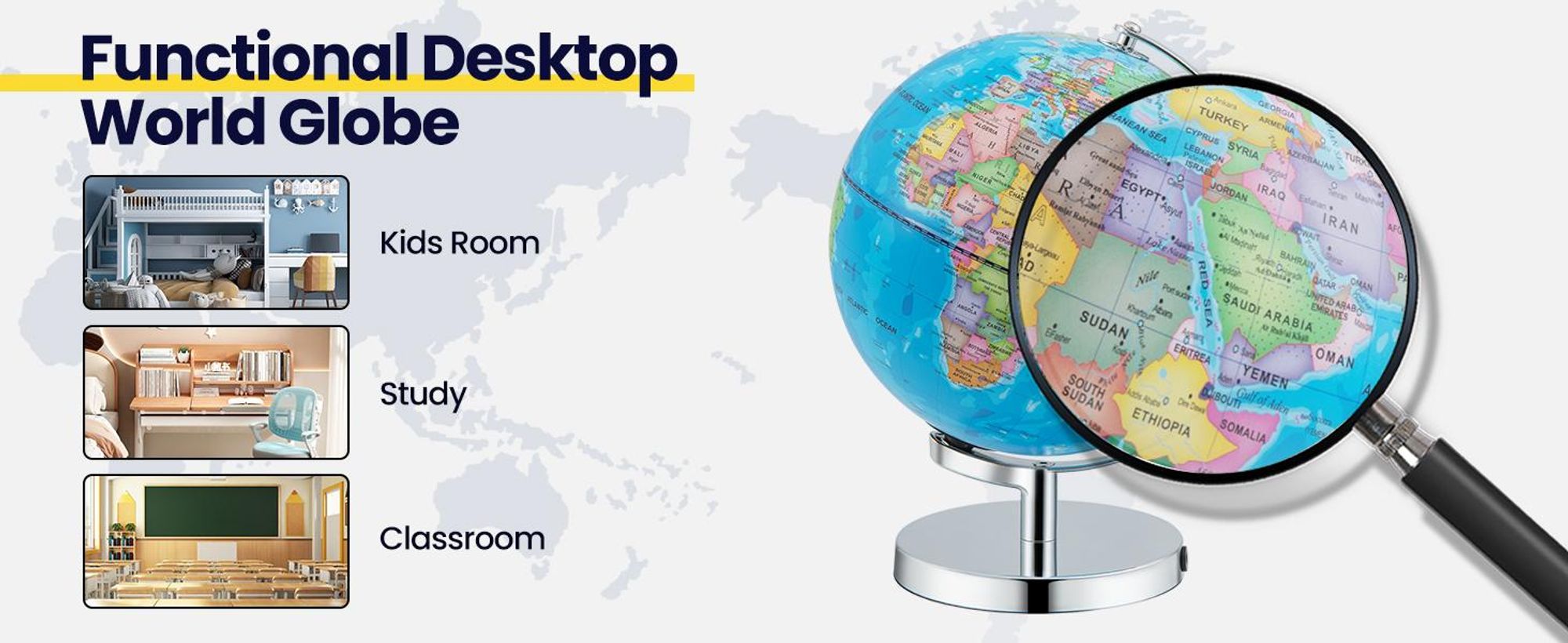 Weltglobus, Beleuchtete Globen, Leuchtglobus, 3-in-1-Weltkugel mit Sternbild, LED-Nachtlicht, Geographie-Lernkugel für Klassenzimmer, Büro, Dekoration