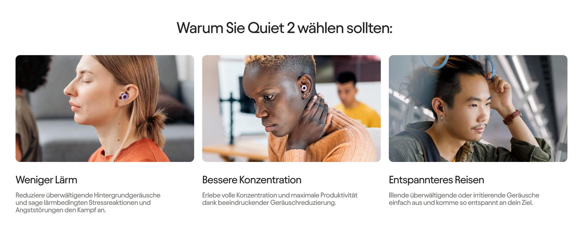 Quiet 2 Ohrstöpsel zum Schlafen, für Fokus, Reisen und Pendeln