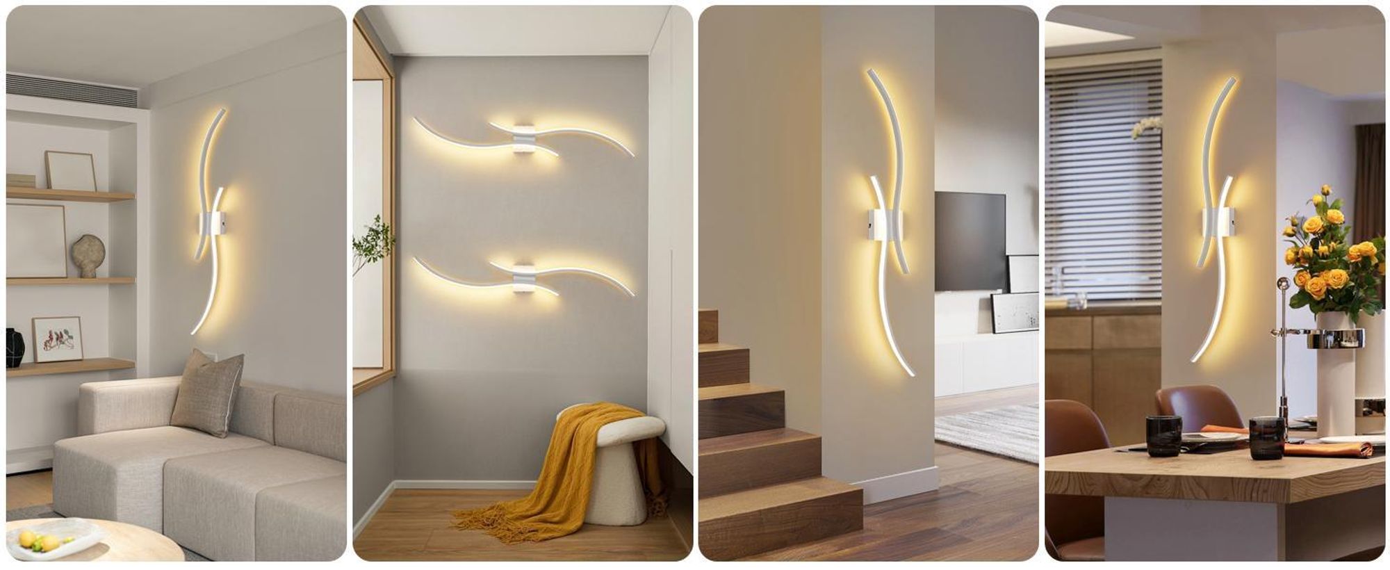 ZMH Wandlampe Innen LED Wandleuchte14W 1800lm Flurlampe 100CM Weiß Treppenhauslampe Modern Welle Design 3000K Warmweiß Minimalistische Wandbeleuchtung für Schlafzimmer Wohnzimmer Flur Treppenhaus Küche