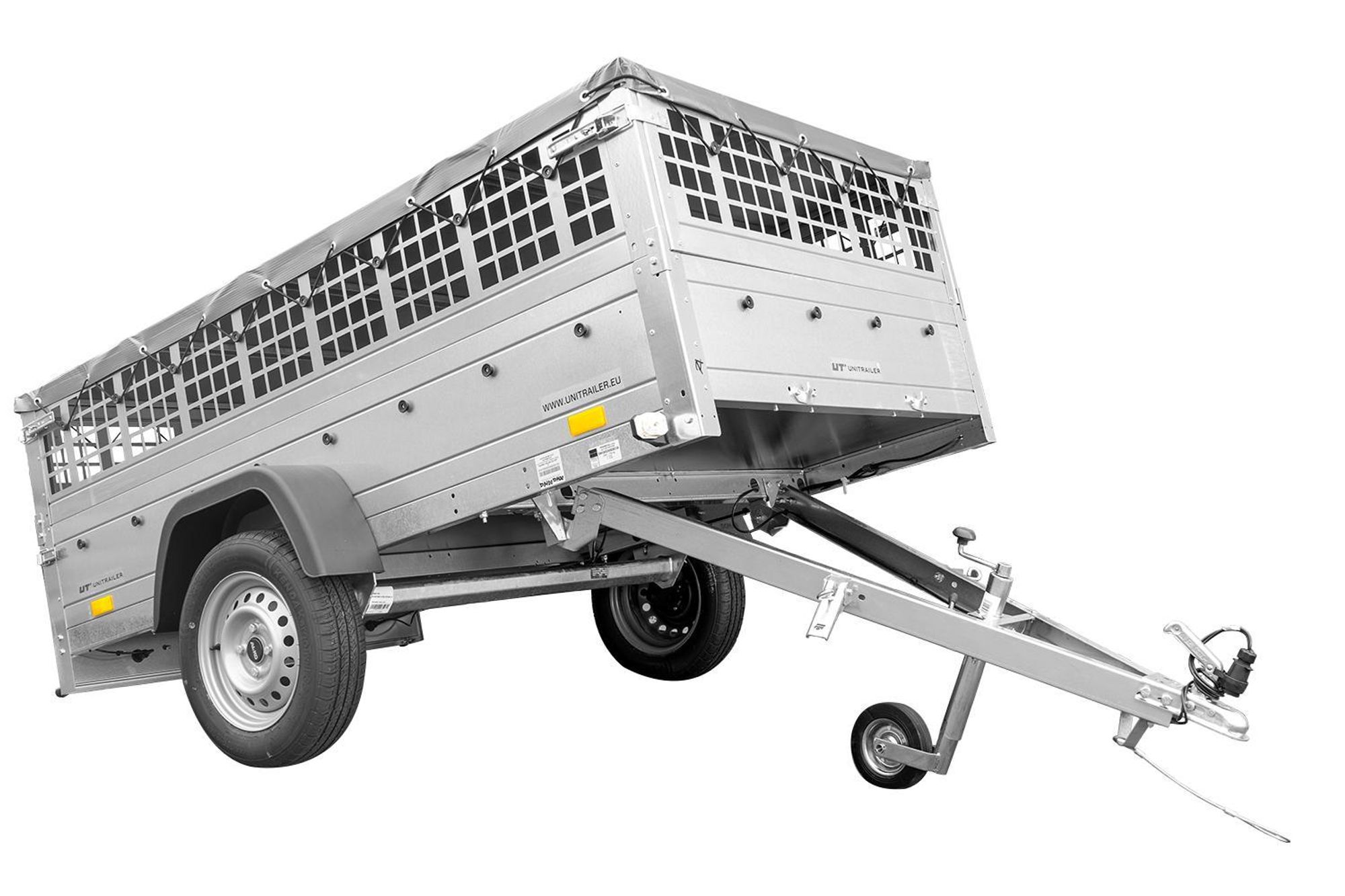 Pkw-Anhänger GARDEN TRAILER 230 KIPP mit Laubgitteraufsatz, Stützrad, Flachplane und Planenträgern