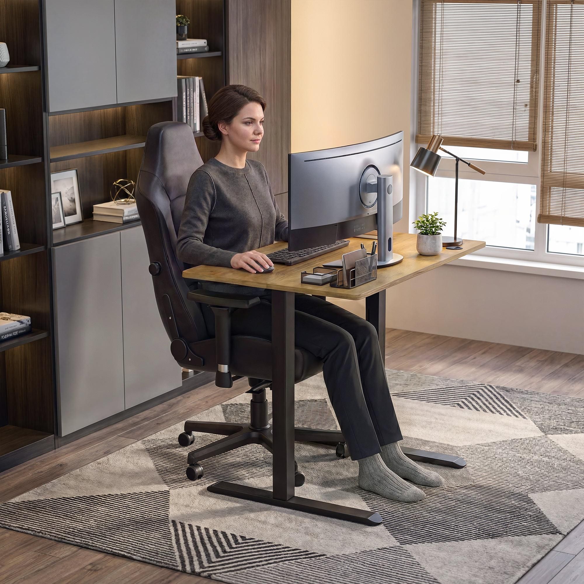 di volio Schreibtisch BARGA höhenverstellbar elektrisch 88x60 cm – braun, ergonomischer Bürotisch, platzsparender Stehtisch mit Memory-Funktion