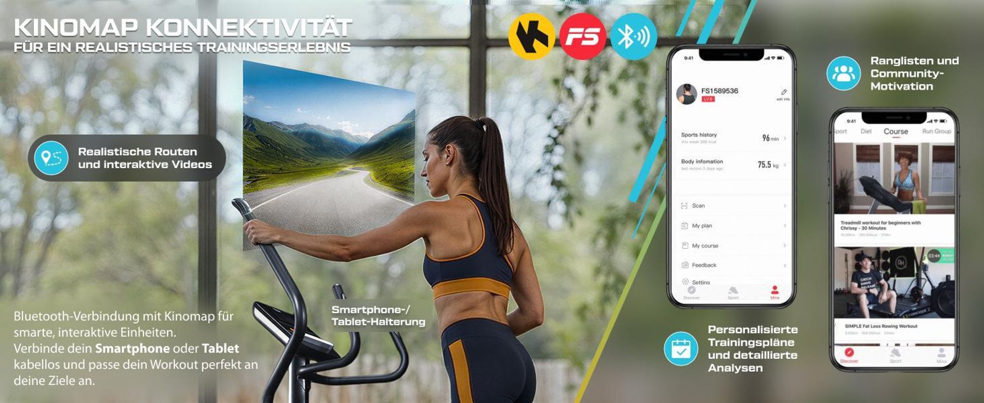TREX SPORT Crosstrainer für zuhause TX-900ECT ARGON | Ellipsentrainer, 32-stufiger Widerstand, Pulssensoren, Bluetooth | Trainingsprogramme, bis 135kg