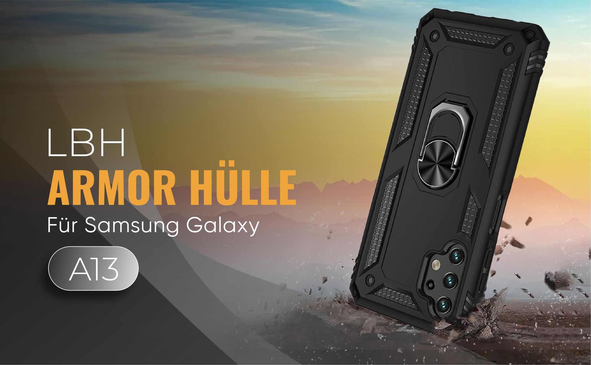 Schwarze Outdoorhülle für Samsung Galaxy A13