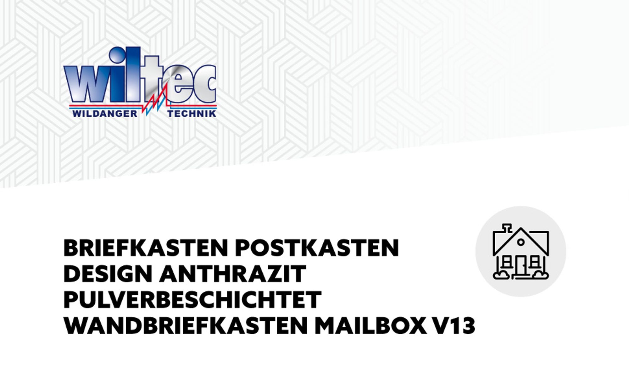 Wiltec Briefkasten V13 Anthrazit 360 x 105 x 315 mm, Wandbriefkasten mit Schloss und Klappe, Postkasten aus Stahl pulverbeschichtet