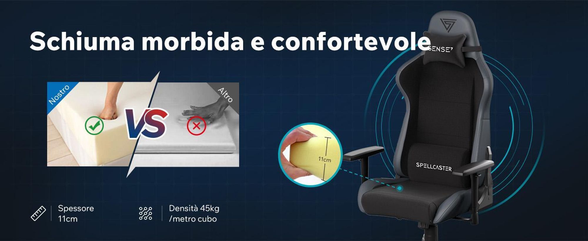 Sense7 Spellcaster FUKU sedia da gioco, poltrona da gioco, sedia da ufficio, sedia da scrivania ergonomica, 120 kg, tessuto, beige