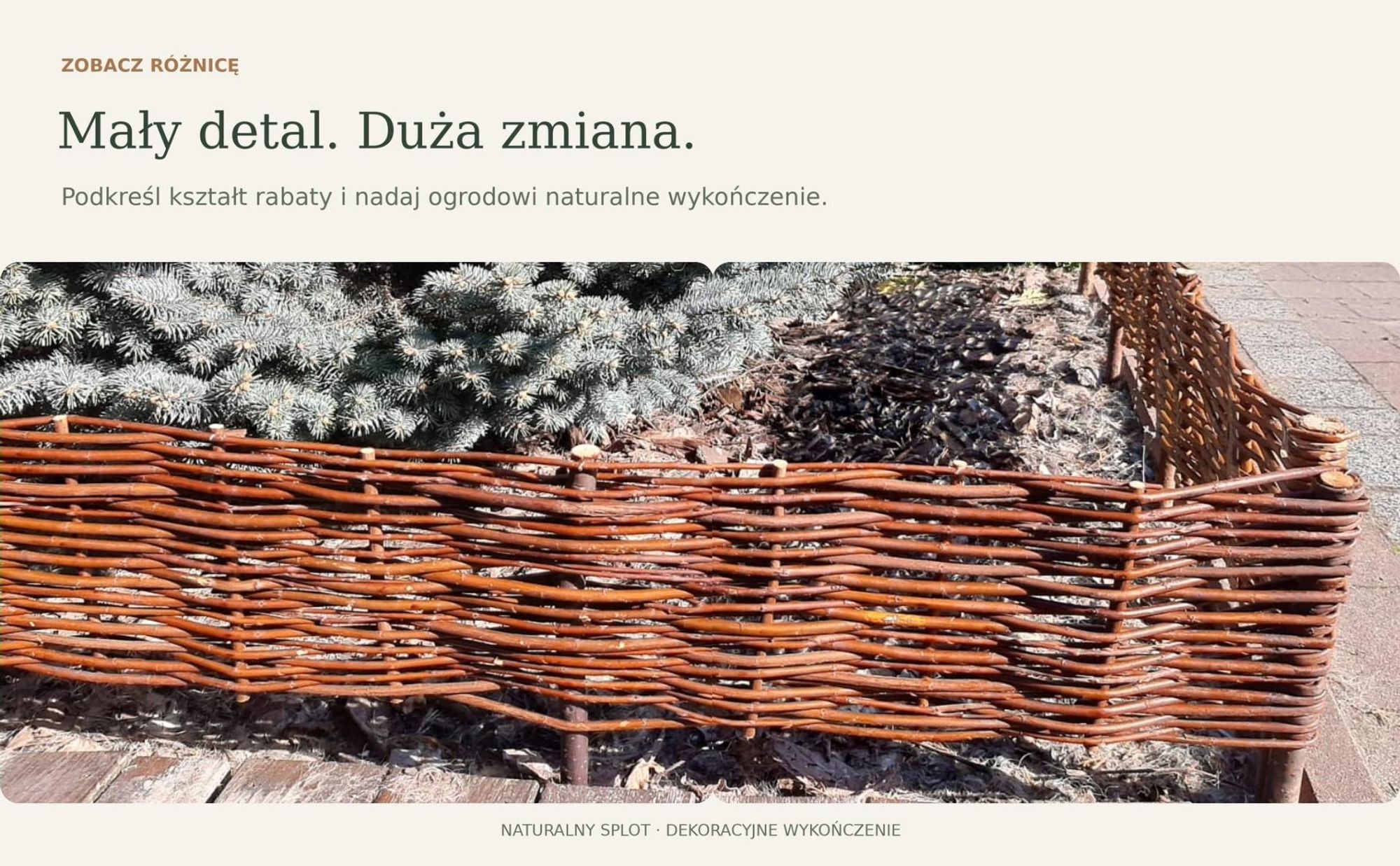Ogrodzenia Wiklinowe Palisada Wiklinowa Zestaw 10 sztuk 120x20 cm, Rabatka Ogrodowa, Obrzeże Trawnika, Naturalny Płotek Wiklinowy, Ręcznie Robiony