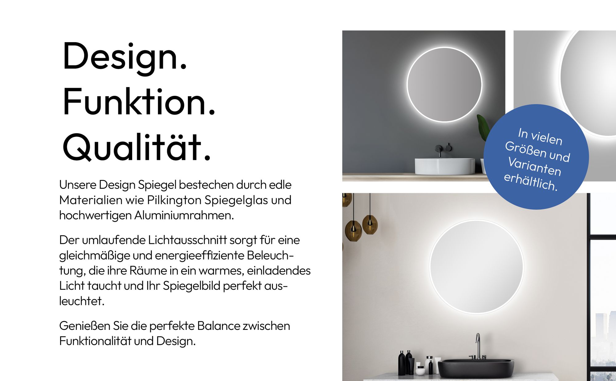Runder LED Badspiegel Ø 60 cm – TALOS Wandspiegel mit Beleuchtung Neutralweiß, Aluminiumrahmen, feuchtraumgeeignet