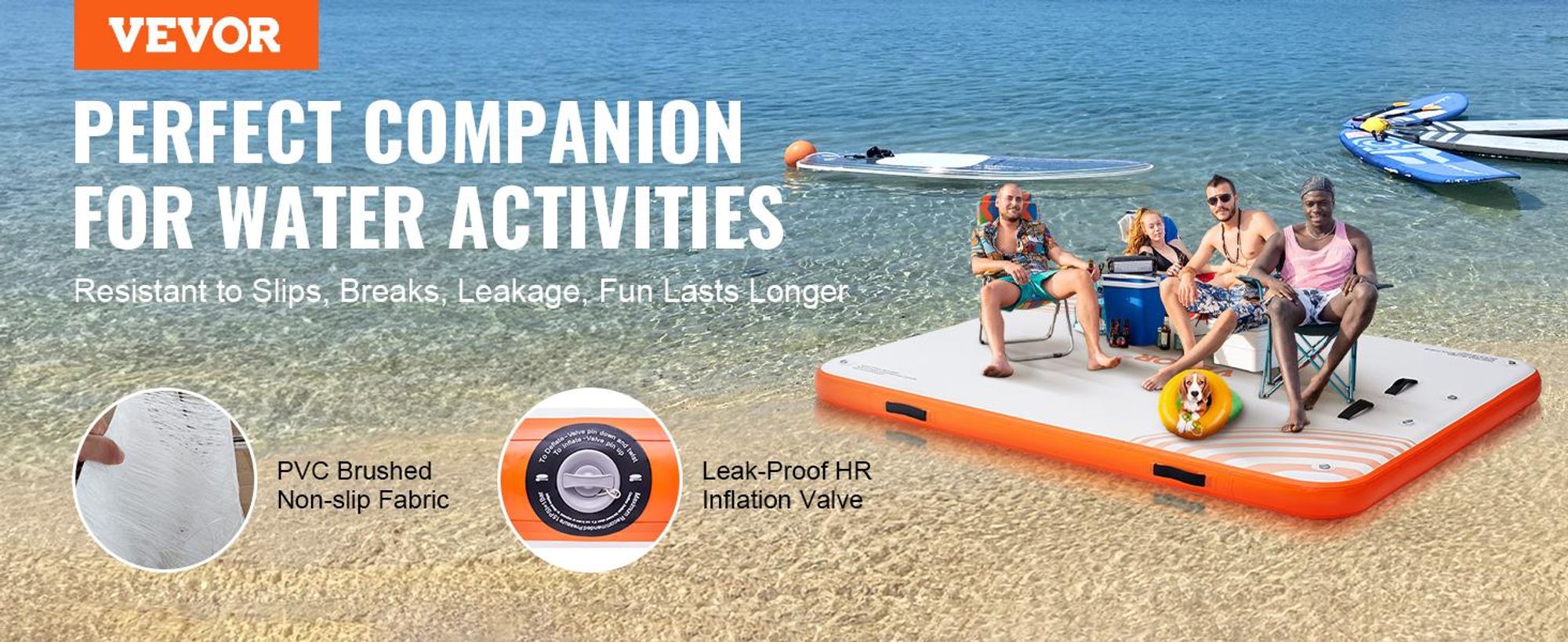 VEVOR Aufblasbarer Schwimmdock, 15 x 6FT Aufblasbare Dockplattform, Rutschfeste Wasser-Schwimmdockmatte mit Tragetasche & Abnehmbarer Leiter, Schwimmplattform Insel Floß für Pool Strand Ozean, 8 x 6 ft