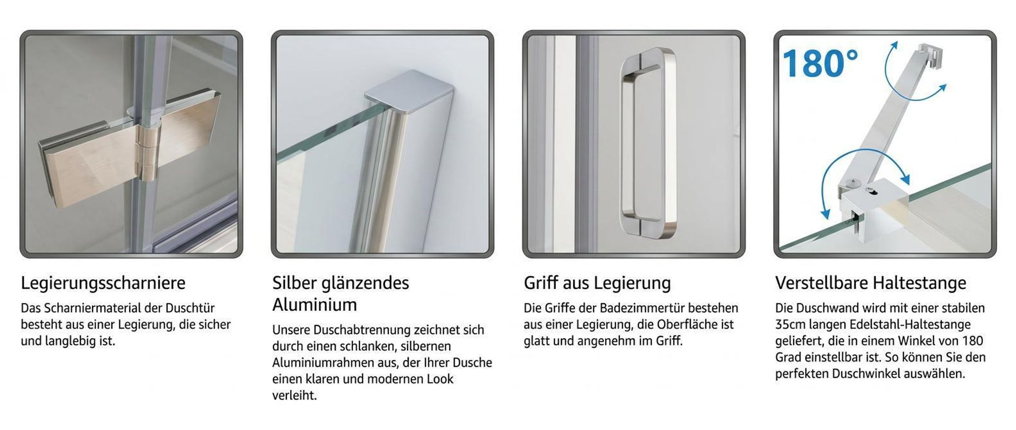 Duschkabine 120x120 Eckig Dusche Falttür 180º Duschwand Duschabtrennung NANO Glas 185cm DB+DB