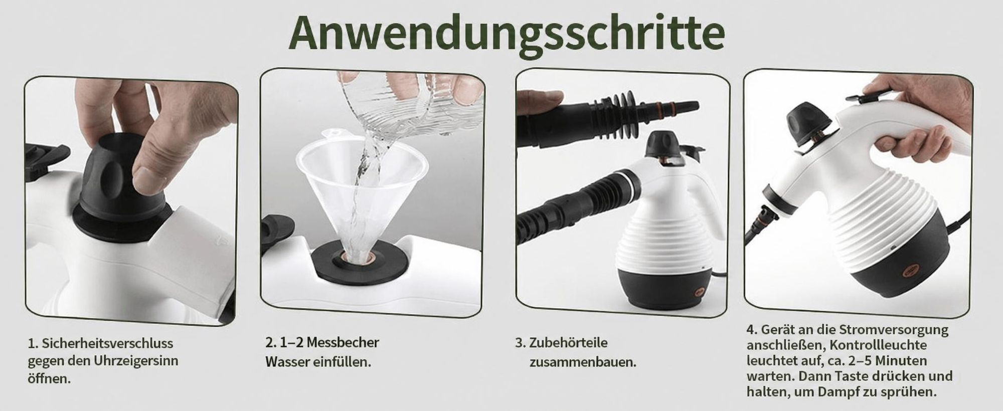 2 in 1 Handdampfreiniger, Dampfreiniger mit 16 Zubehör, Multifunktional Dampfreiniger, für Böden, Fenster, Sofas, Küche, mit Sicherheitsschloss
