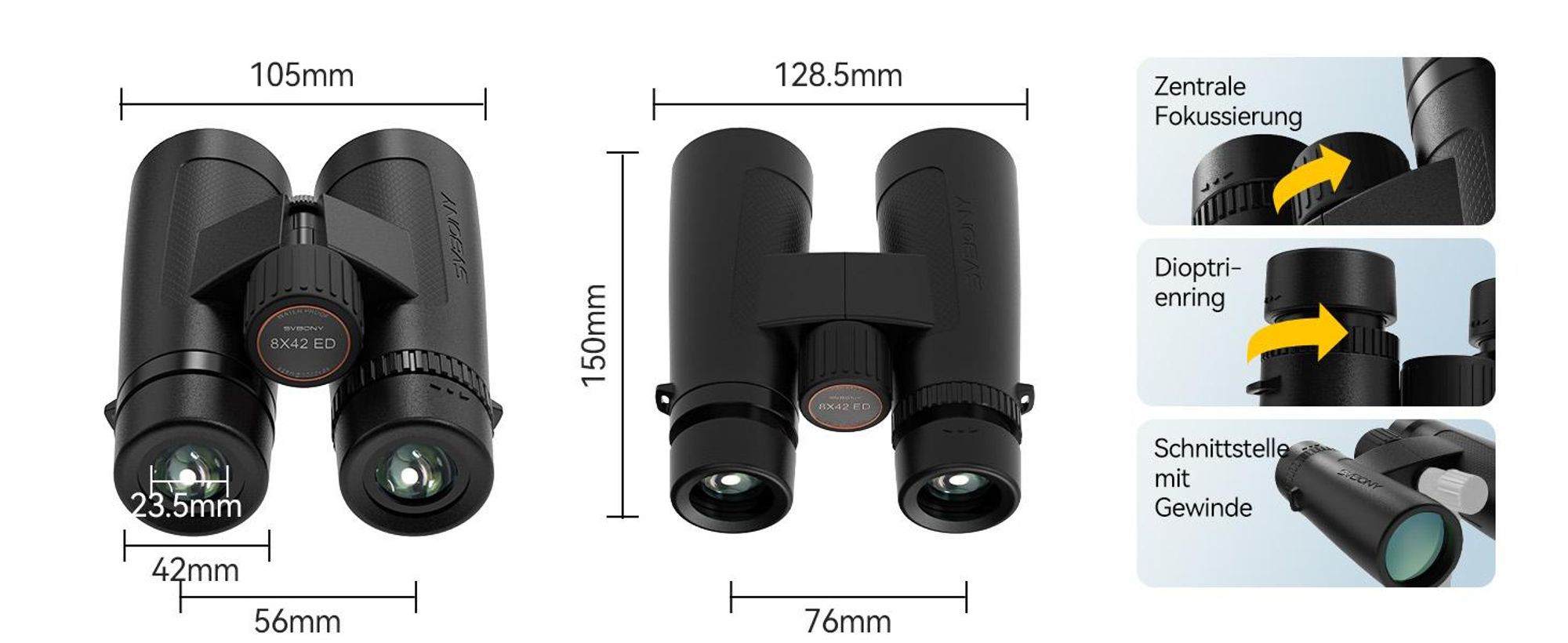 Svbony SV202 Upgraded 8x42 ED Fernglas, BAK4 Prisma, FMC, IPX7, Phasenkorrektur, Dielektrische Prismenbeschichtung, Weitwinkel, für Vogelbeobachtung