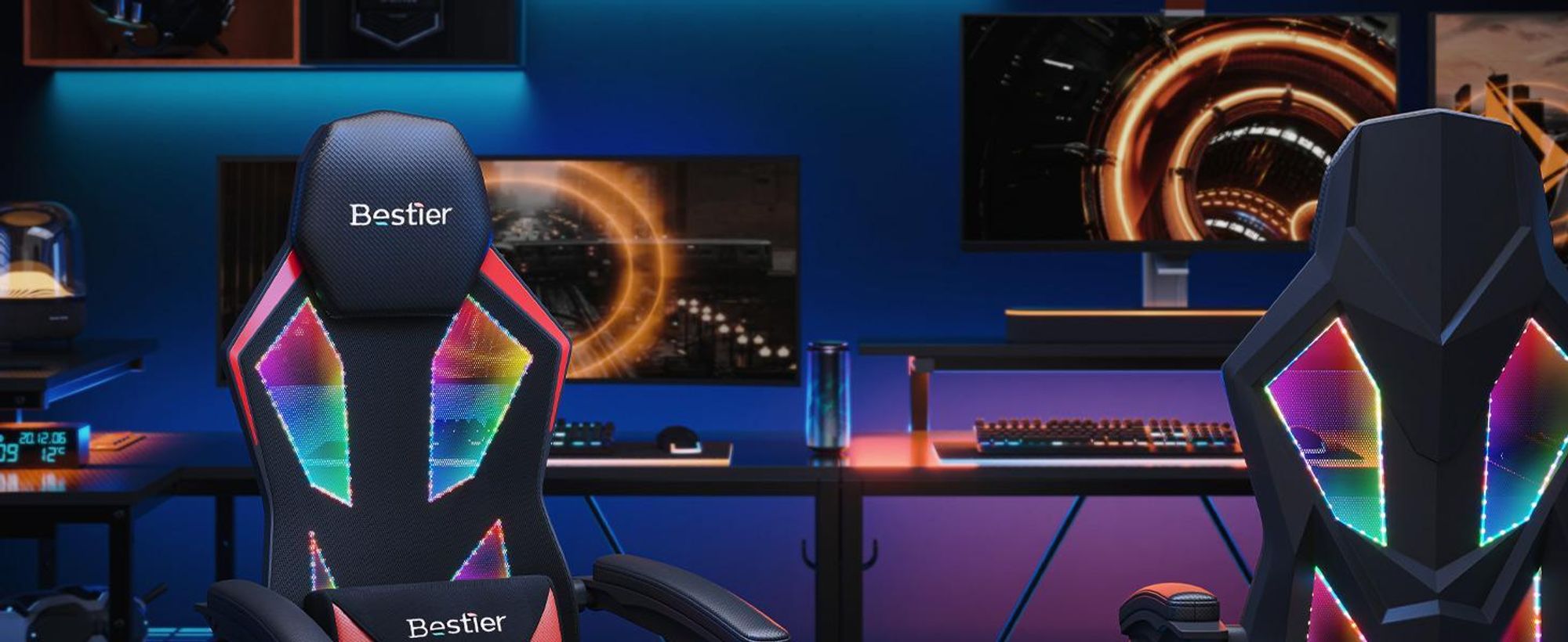Bürostuhl Ergonomisch, Schreibtischstuhl, Gaming Stuhl , Chefsessel, Drehstuhl, Bürostuhl 150kg, mit Verstellbarer Kopfstütze und Lordosenstütze, Rot