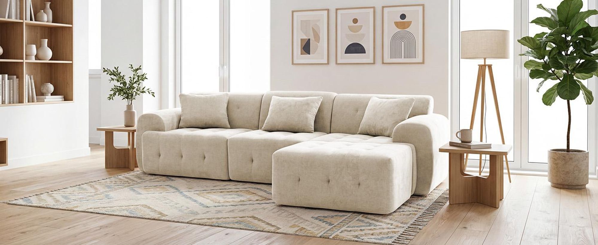 COMHOMA Ecksofa, 245 x 60 x 40 cm, Modulares Sofa mit Schlaffunktion, Schlafsofa, L Form Couch für Wohnzimmer, vakuumverpackt, Flexibel kombinierbar
