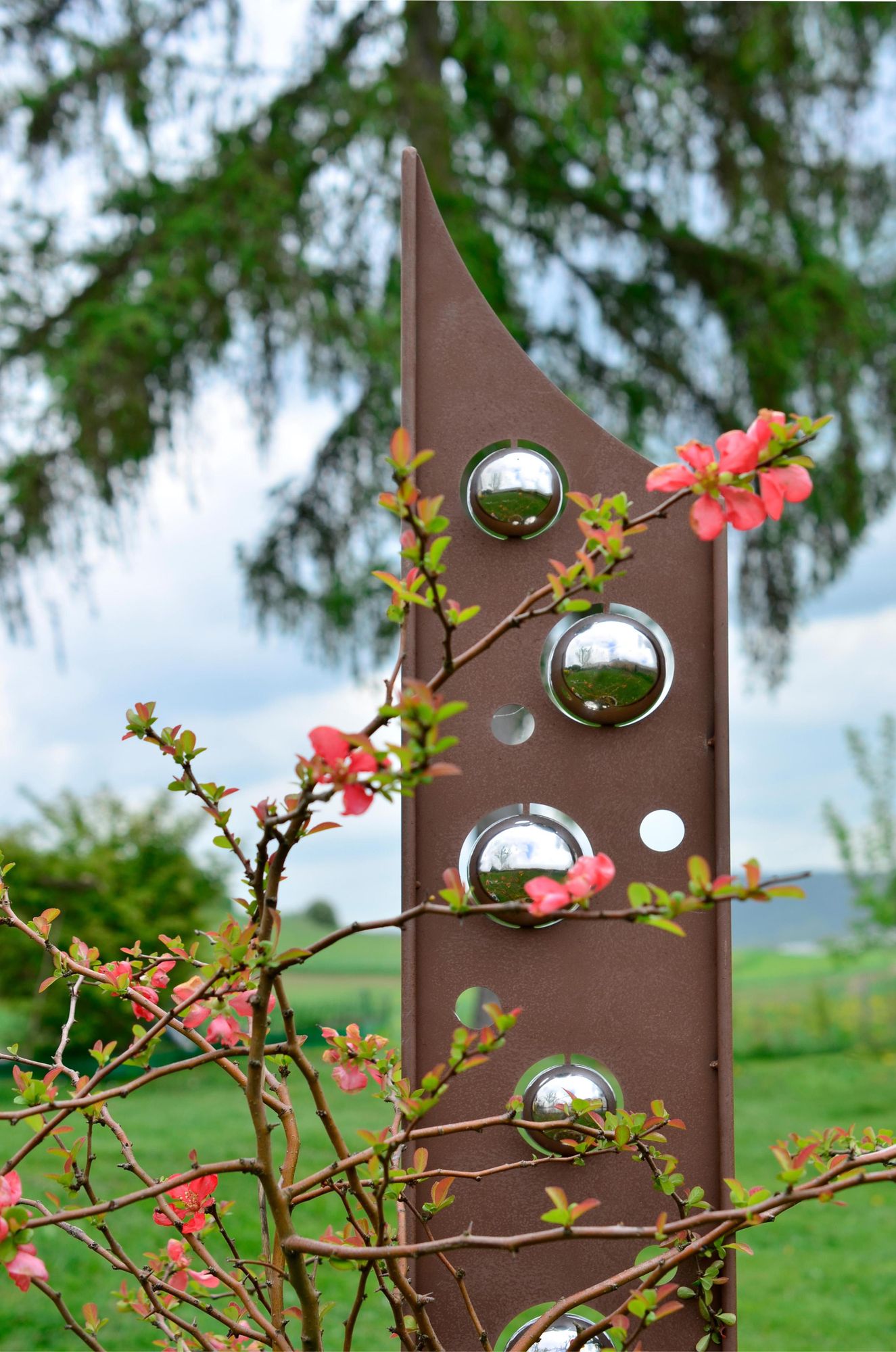 Kobolo Gartenstecker Dekostecker RUSTY BUBBLES in Rostoptik mit Edelstahlkugeln | Gartendeko Beetstecker dekorativ Sommerdeko Frühlingsdeko Osterdeko