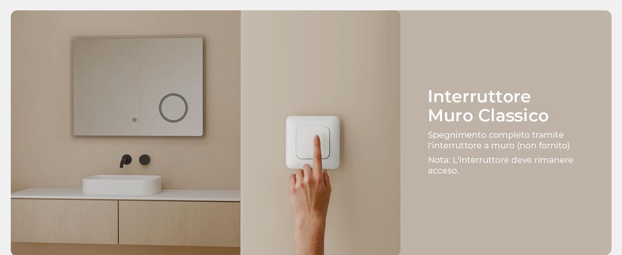 S'AFIELINA Specchio da bagno a LED Specchio da bagno con illuminazione Specchio da parete con interruttore a sfioramento, ingrandimento 3x, risparmio energetico, IP44, 60x100 cm