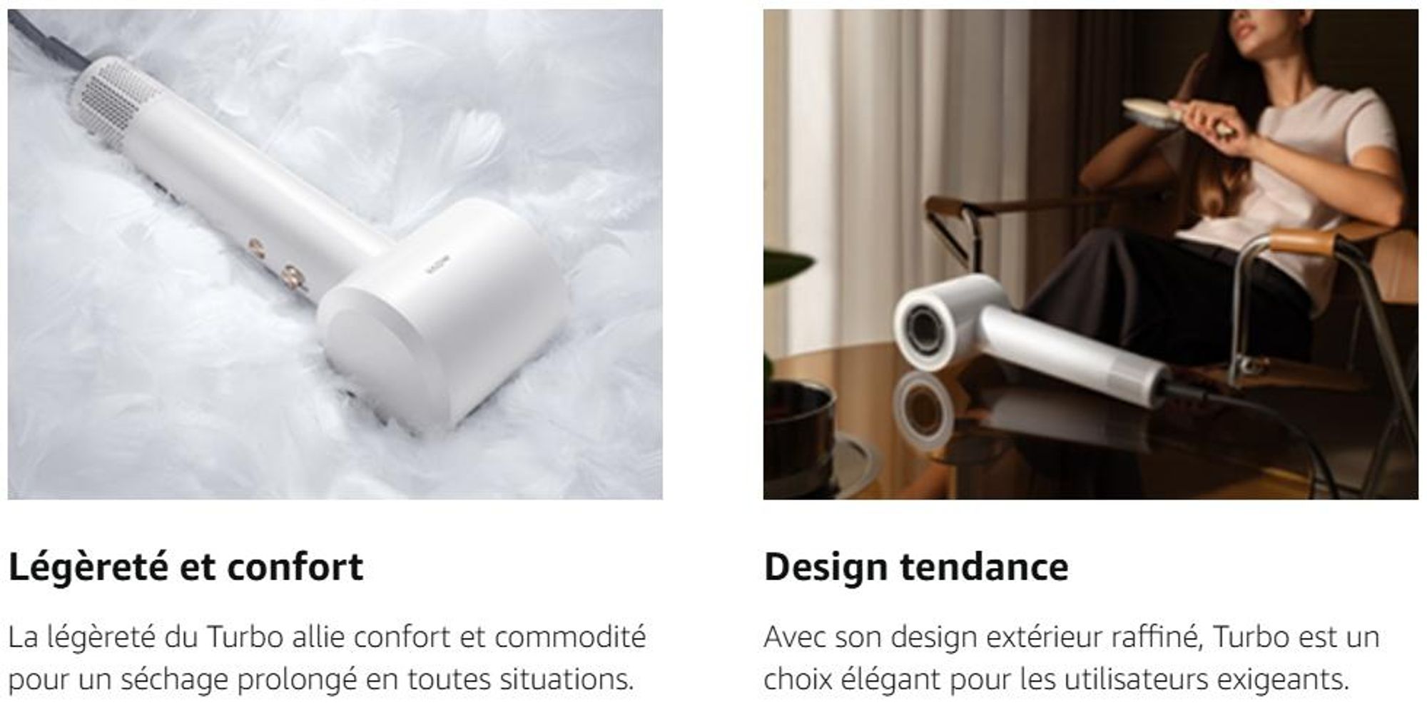 MOVA Turbo Sèche-cheveux Ion 110.000 rpm, 4 temp. & 2 niveaux d'air, 200 millions d'ions, 330g, 8 modes, idéal pour la maison & les voyages