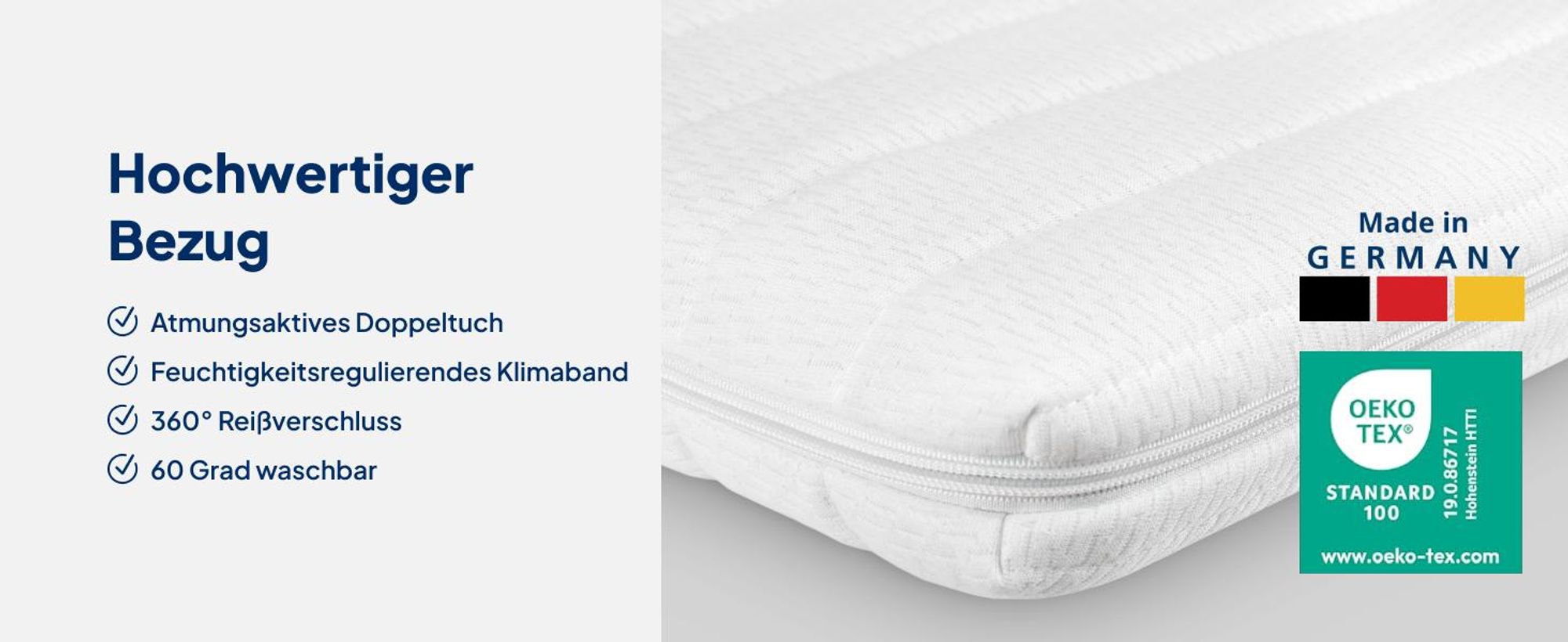 AM Qualitätsmatratzen | Basic Visco Topper | 180x190 cm| 6 cm hoch | Viscoelastische Matratzenauflage 180 x 190 | Memoryschaum Topper 6cm hoch | Germany | 180 x 190 cm
