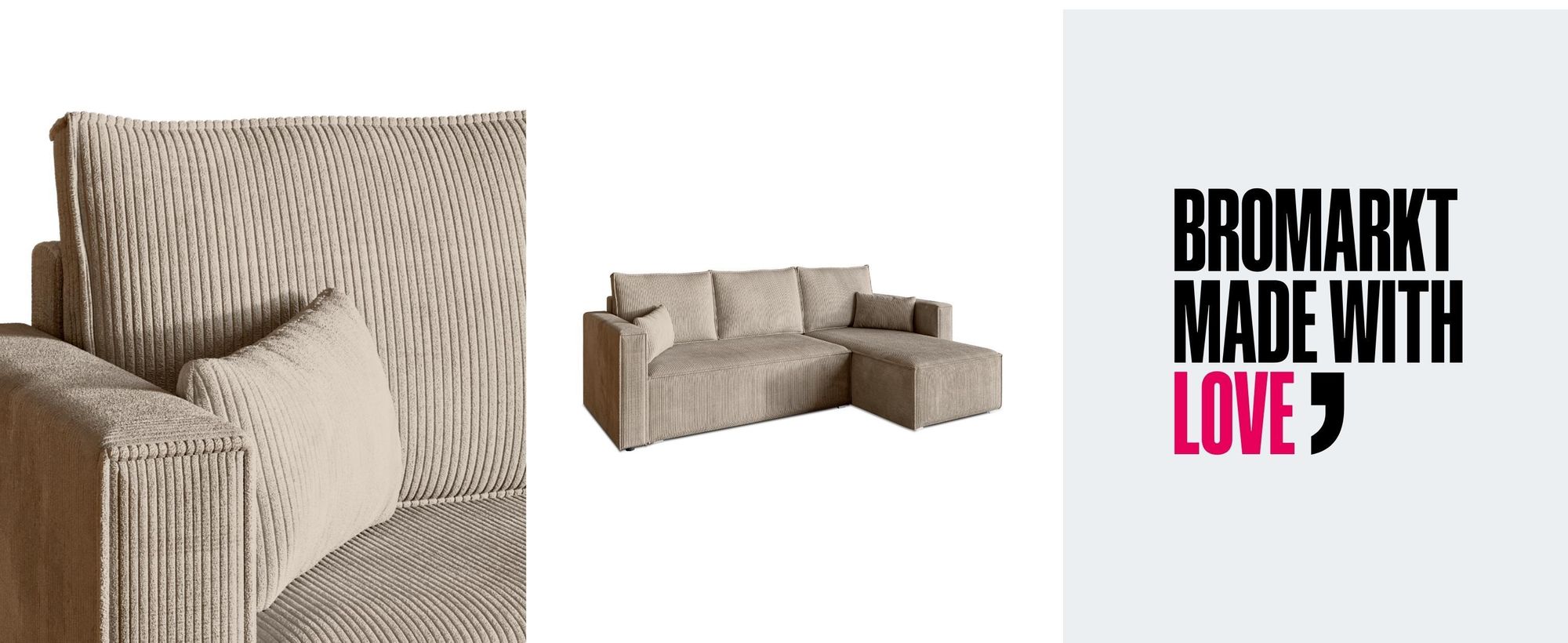 BroMARKT Ecksofa TOP Schlaffunktion Bettkasten L-Form Hellbeige