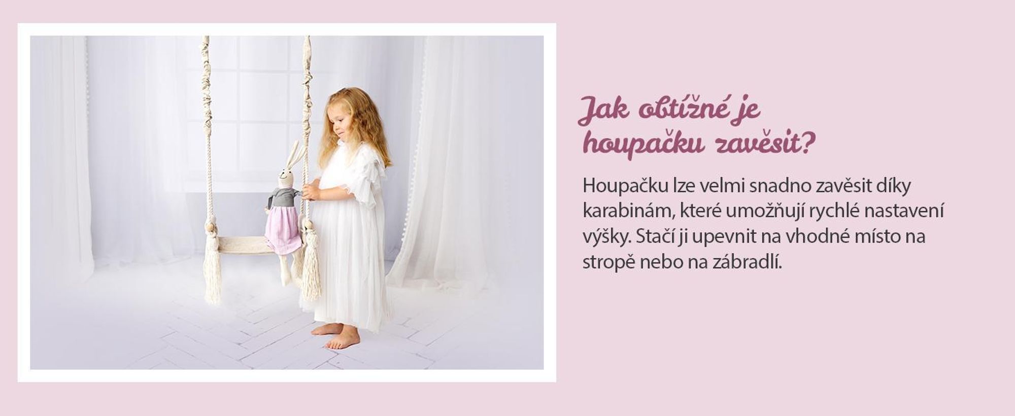Create For You® - Dřevěná Houpačka Pro Děti S Bavlněným Lanem, Dětská Houpačka, Vnitřní Sedadlo S Měkkým Materiálem, Výškově Nastavitelná, Béžová