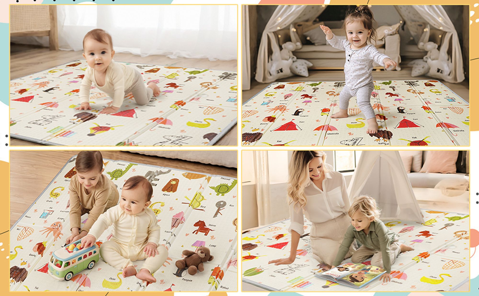 Multifunktionale Familienspielmatte - Ideal für Familien mit Babys und Kindern