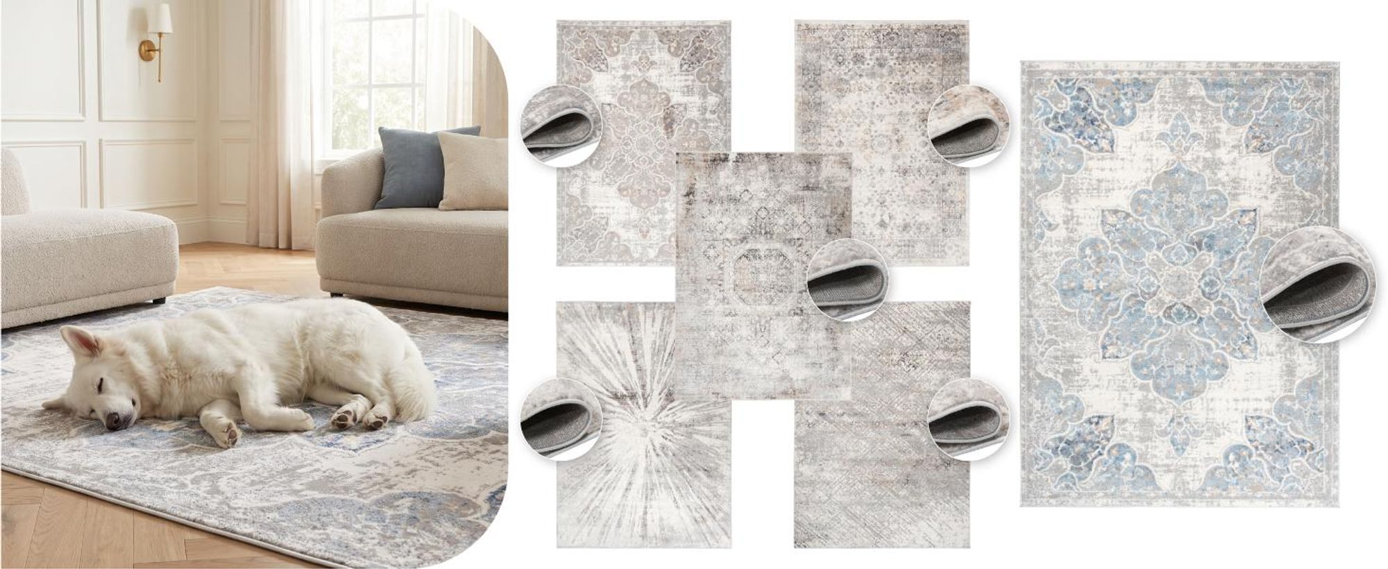 Tapiso Teppich VALLEY Modern Kurzflor Grau Creme Wohnzimmer 200 x 300 cm