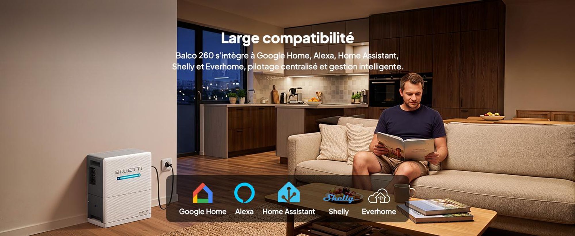 Système de production d'énergie solaire pour balcon BLUETTI Balco 260, 2560 Wh, entrée solaire de 2400 W via 4 trackers MPPT, extensible jusqu'à 15 kWh de stockage pour la maison, l'énergie solaire et l'alimentation de secours
