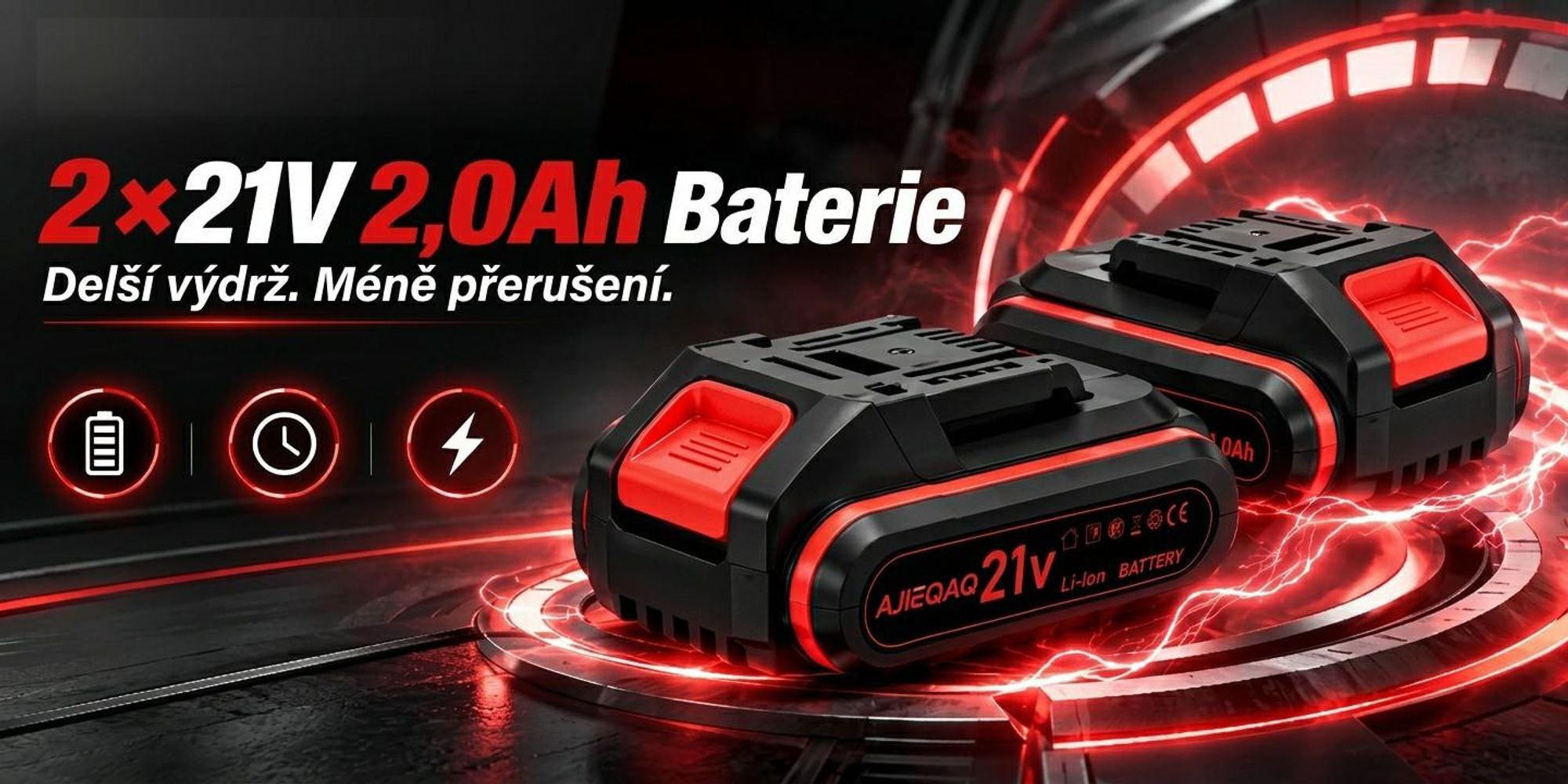 AJIEQAQ Aku šroubovák 21V Set, 3v1 aku příklepová vrtačka se 2×2,0Ah bateriemi, 45Nm, LED světlem, příslušenstvím a kufrem