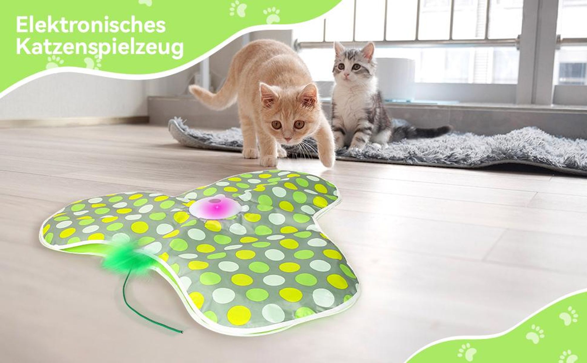 Katzenspielzeug, Elektrisch Interaktives Spielzeug, Selbstbeschäftigung, Versteckspiel, Beweglicher Feder Quietschender Maus, USB Wiederaufladbar