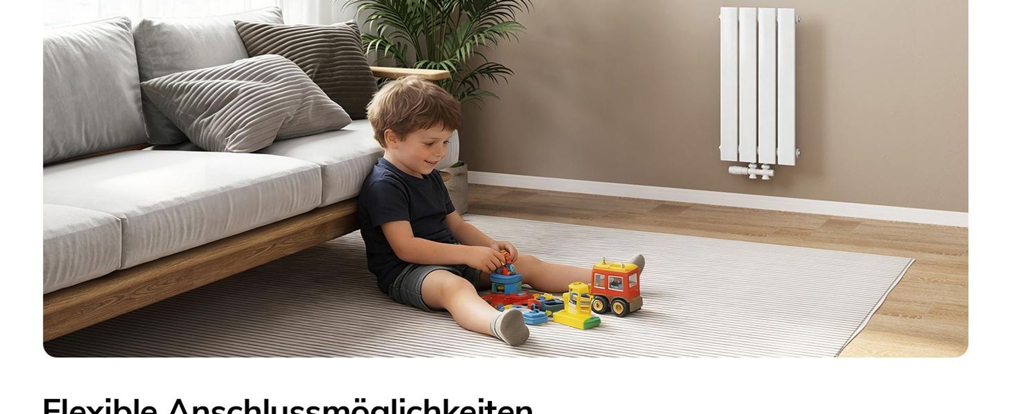 EMKE Heizkörper Flach 60 x 30,4 cm Einlagig 210 W Weiß Design Paneelheizkörper