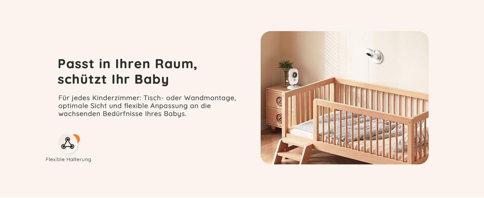 Babyphone mit Kamera, 5", VOX, Temperaturüberwachung, Gegensprechfunktion, IR-Nachtsich, weiß