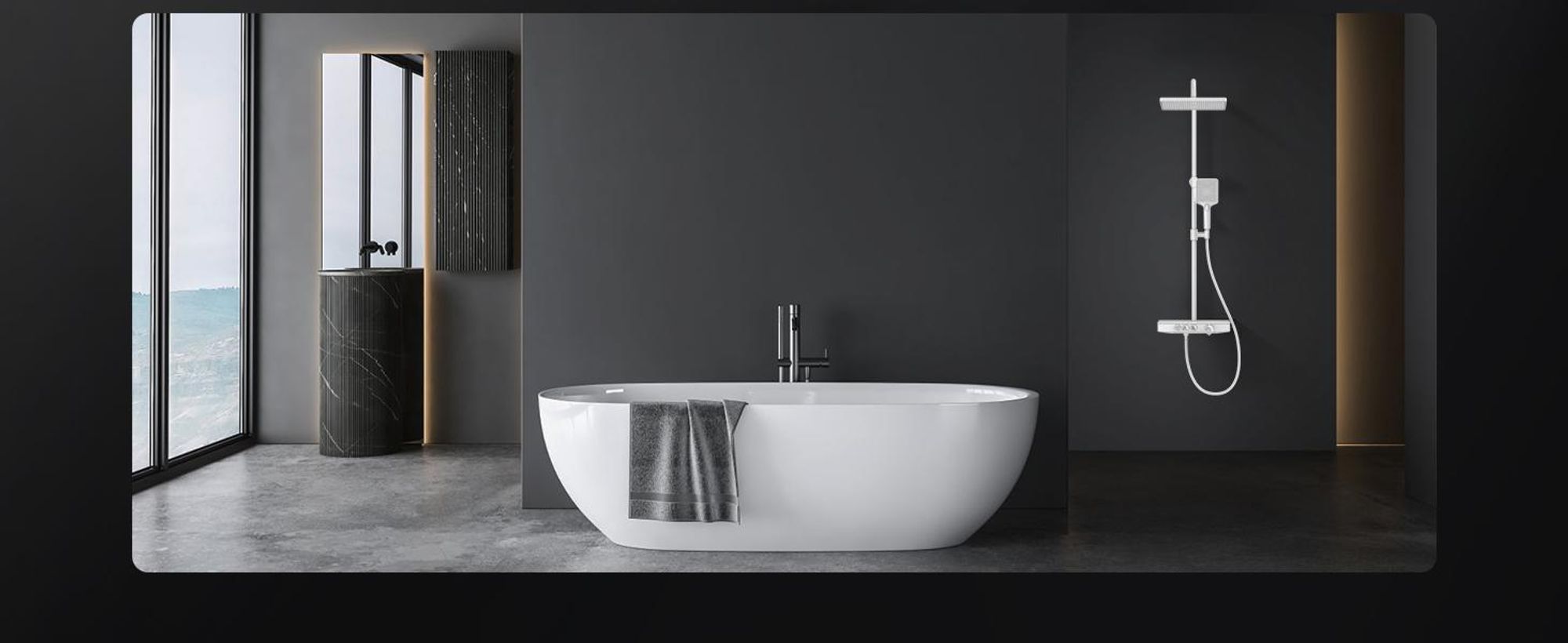 EMKE Duschsystem mit Thermostat Glasablage Handbrause 3 Strahlarten Regendusche, Bad- & Duscharmaturen, Regendusch, KTW-, Weiß - F09