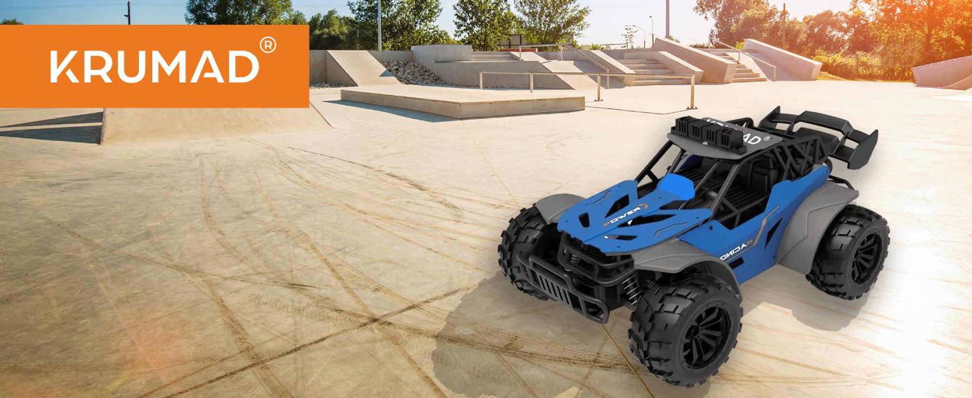 KRUMAD Ferngesteuertes Auto ab 3 Jahre – RC Auto für Kinder – 3,7V mit 2 Akkus & LED-Licht – Robustes Offroad Spielzeugauto mit Fernsteuerung, USB-Lad