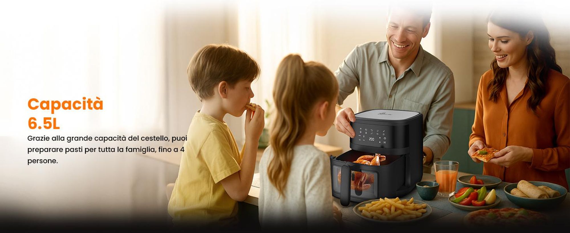 Extralink Air Fryer 6,5 l friggitrice ad aria 1800 W con finestra trasparente e display touch LED