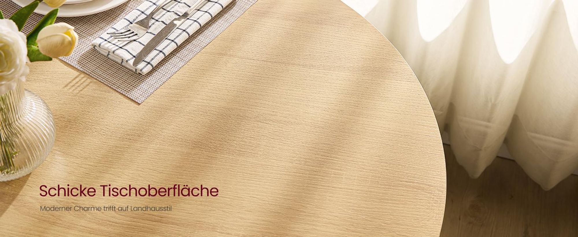 VASAGLE Esstisch rund, Esszimmertisch, klein Küchentisch für 4 Personen, Landhausstil, wasserresistente Oberfläche, 80 cm d, 74,8 cm H, für Esszimmer