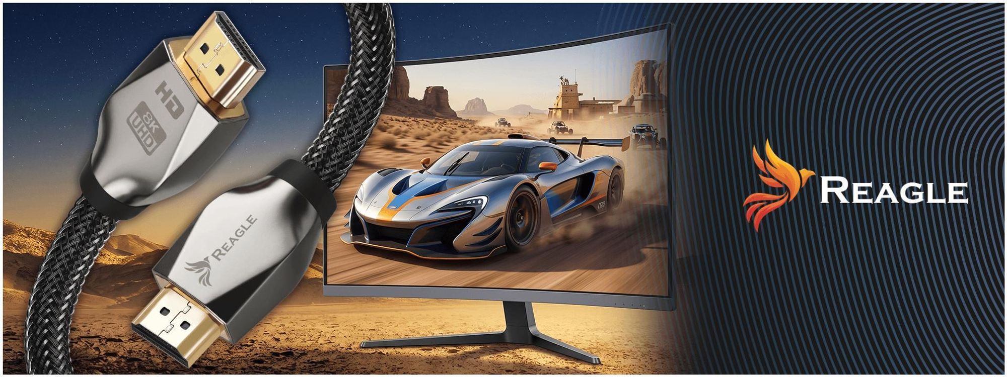 HDMI 2.1 Kabel 8K & 4K Ultra HD, Reagle Premium, 48Gbps 8K@60Hz 4K@120Hz Kompatibel mit Konsole PS5 Xbox Series X S, OLED TV, DTS: X, HDCP 2.2 & 2.3