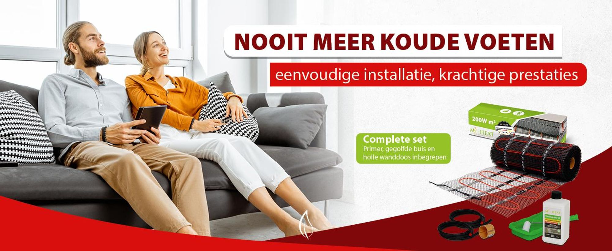 Elektrische vloerverwarming, 200 Watt, 3 m², dunne verwarmingsmat voor tegels, complete set, digitale thermostaat E91, wit